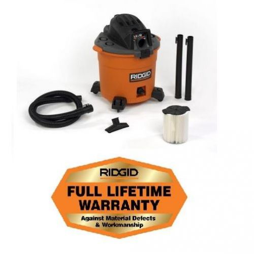 New ridgid 16 gallon contractor wet / dry shop vac vacuum cleaner 5 hp 12 9 6 for sale