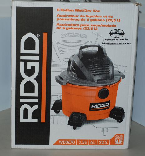 Ridgid wd0670 6-gal. wet/dry vacuum new!! for sale