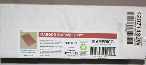 Box of 10 Americo Maroon EcoPrep &#034;EPP&#034; Floor Pads 14&#034; x 32&#034; 42071432 New