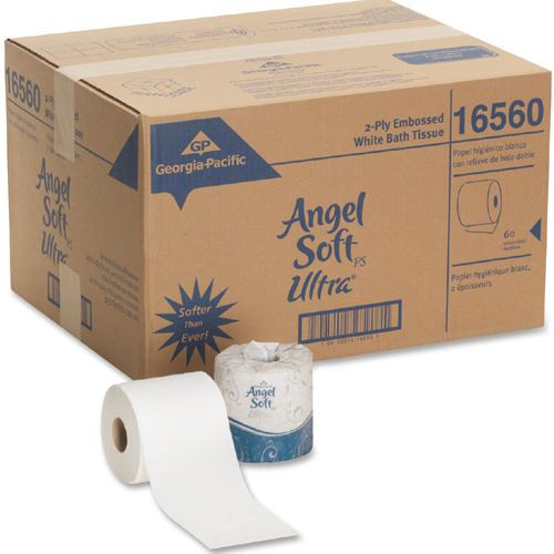 Carton of 60 angel soft ps ultra premium embossed bathroom tissue for sale