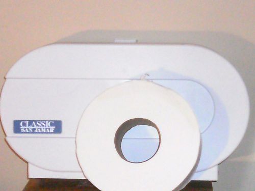 San Jamar Classic double roll toilet paper dispenser-white &#034;NEW&#034; never used