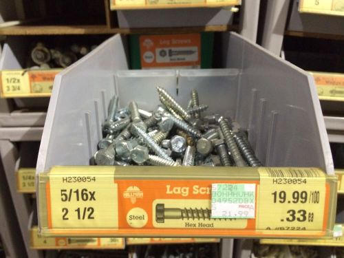 Lot of 100 steel hex lag screw bolt 5/16 x 2&#034; zinc plated hex head hillman for sale