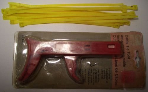 GB CABLE TIE TOOL CTT-45  w YELLOW 17 pcs. CABLE TIES 8 in. SNAPS OFF EXCESS