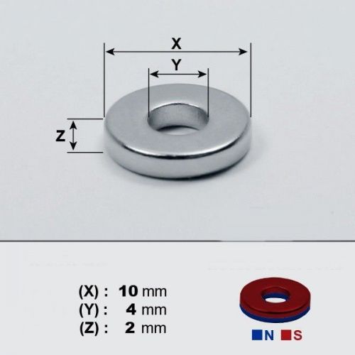 Neodymium Magnets RING 10xh4x2 mm , N42 Grade x  5 pieces