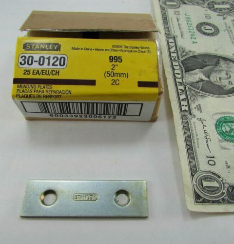 Box of 25 stanley zinc plated steel mending plates 2&#034; x 5/8&#034; x .058&#034; 30-0120 for sale