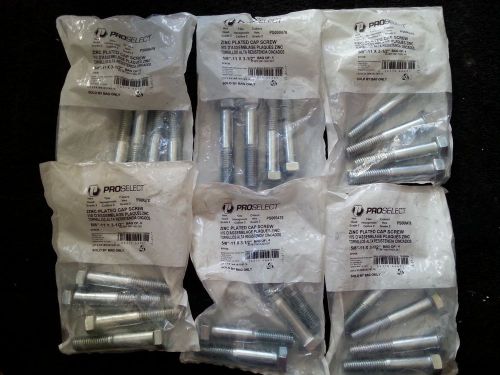 New 5/8&#034; -11 x 3-1/2&#034; hex cap screw grade 2 zinc plated - 6 bags (24 screws) for sale