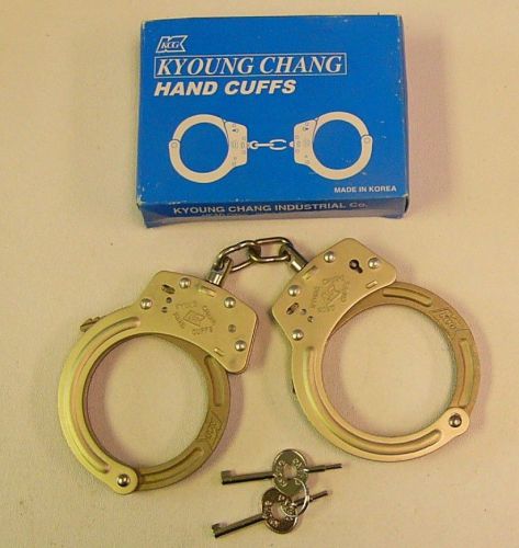 Vintage korean kyoung chang kcg brand  anodized aluminum handcuffs kc-420 nib for sale