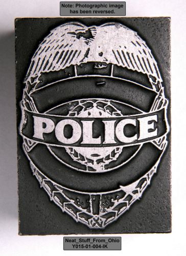 Police badge / shield - letterpress printer&#039;s block - rare / unusual item for sale