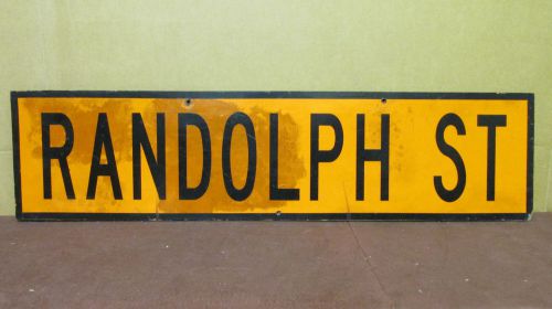 Vintage/Used &#034;Randolph St.&#034; Sign Street Traffic Wood Reflector ~ 36in x 9in