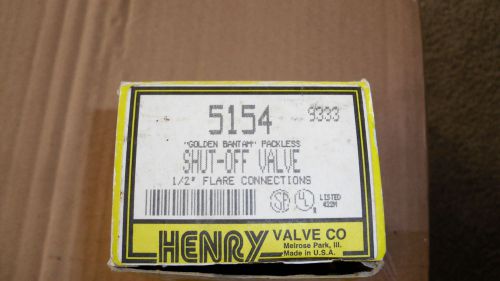 Henry Valve Co 5154 Shut Off Valve 1/2&#034; Flare Connections NEW IN BOX