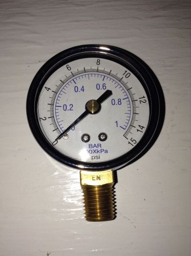 Air gauge beverage dispensing 1/4&#034; npt lower mount 15 psi with 2&#034; dial 1 bar for sale
