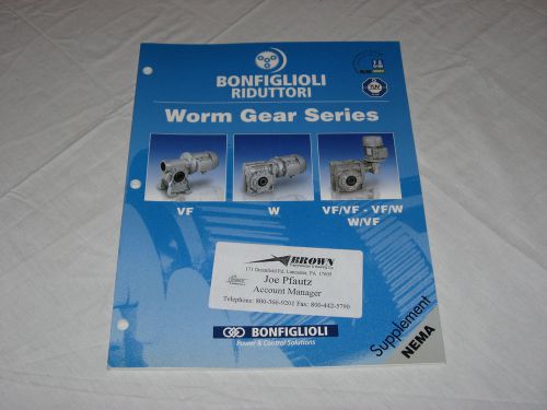 BONFIGLIOLI Riduttori Worm Gear Series Industrial Supply Supplement Catalog