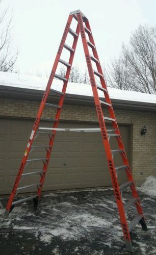 Werner 14 Foot T7414 300lb A-Frame Double Sided Twin Step Fiberglass Ladder