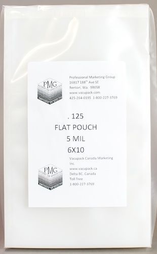 5 Mil 6&#034;x10&#034; 125ct Commercial Flat Bag for Impulse Sealer or Vacuum Sealing Food