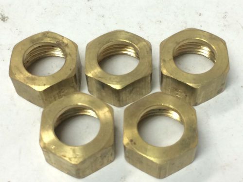 5 PIECE LOT BRASS HEX COMPRESSION NUT 1/2&#034; FITTING, NEW UNUSED SURPLUS