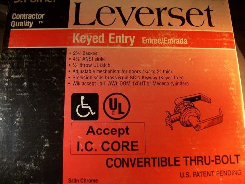 1 lsda    ic core leverset entry grade 2  satin chrome with 5 keys and 1 cyl. for sale