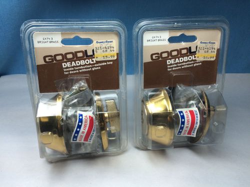 Goodluck Deadbolt #G4743 Set of 2 Shiny Brass National Keyway