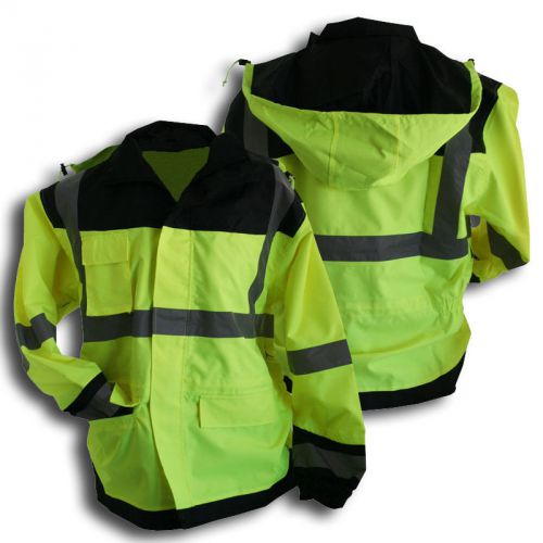 Rain jacket lightweight  hi-vis and rain bibs combo meets ansi/isea for sale