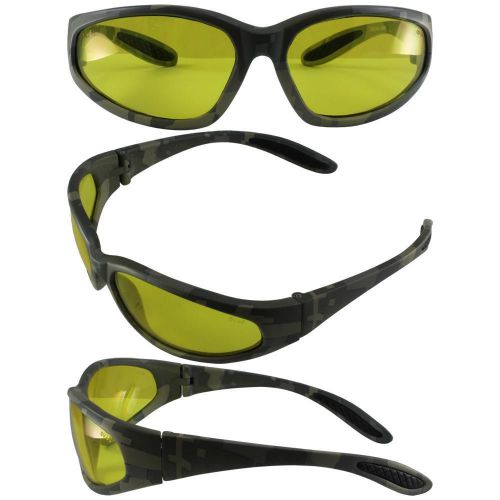 Digital Camp Print Nylon Frame Safety Glasses with Yellow Lenses New