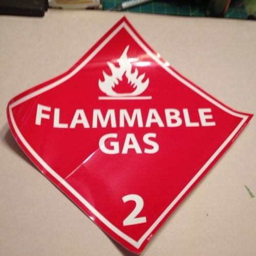 Sign, Flammable gas, Adhesive back, vinyl, text, English, 10 3/4 x 10 3/4,red/wh