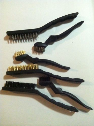 NEW 6 WIRE BRUSH SET DETAILING CLEANING BRASS NYLON STEEL / FREE SHIPPING