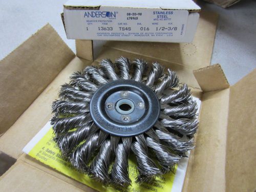 Anderson 4&#034; x 1/2&#034;-3/8&#034; knot type .016&#034; wire wheel brush stainless steel 13633 for sale