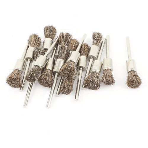 3mm Round Shank Brown Bristle Pen Shape Brushes Polishing Tool 16 Pieces