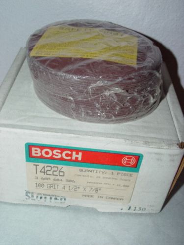 25 bosch t4226 4 1/2&#034; x 7/8&#034; sanding discs 100 grit new slotted al oxide type a for sale