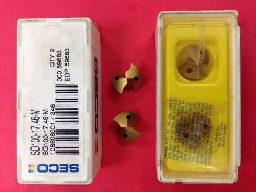 1 PACK OF 2 NEW DRILL INSERTS,  SECO CROWNLOC SD100-17.46-M, EDP 59683