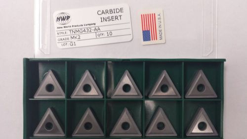 NEW WORLD PRODUCTS TNMG432-AA MK2 (C2 UNCOATED) TURNING CARBIDE INSERTS 10PCS