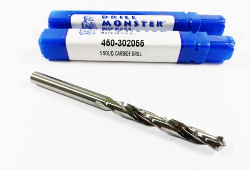 #5 Wire (Lot of 2) Mill Monster Solid Carbide 2 Flute Jobber Twist Drill (K250)