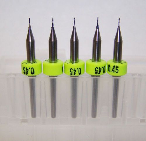 (5) 0.45mm (.0177&#034;) 2 FLUTE MICRO CARBIDE ENDMILLS Kyocera Tycom