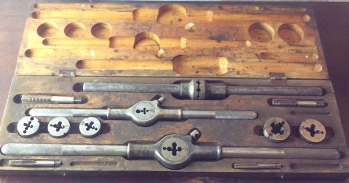 Large antique champion blower and forge co. tap die set. original wooden box for sale