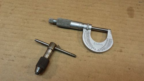 Starrett #231 0-1 Micrometer &amp; Starrett #93A tap wrench