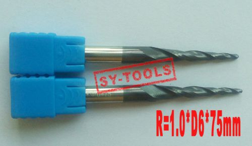 1pc  r1*d6*30.5*75 solid carbide tapered ball nose end mill  coating tialn hrc55 for sale
