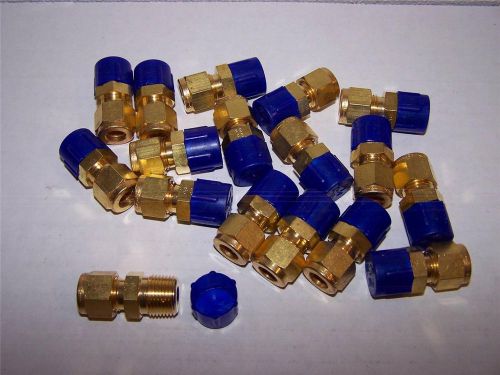 PARKER 6-6-FBZ-B MALE CONNECTOR BRASS 3/8 TUBE X 3/8  NPT NEW LOT OF 17