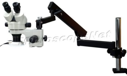 Stable trinocular 3.5x-90x microscope with articulating arm on high post new for sale