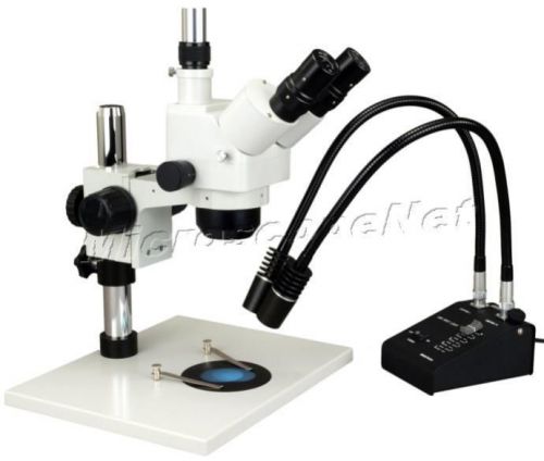 Stereo microscope trinocular zoom 5x-80x+0.5x auxiliary lens+6w dual led light for sale