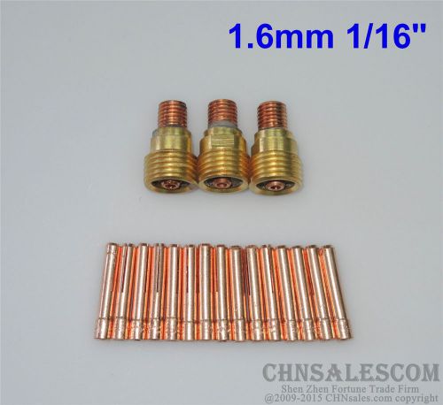 18pcs 45V43 Collet Body Gas Lens 13N22 Collet Tig Welding WP-9/20/25 1.6mm 1/16&#034;