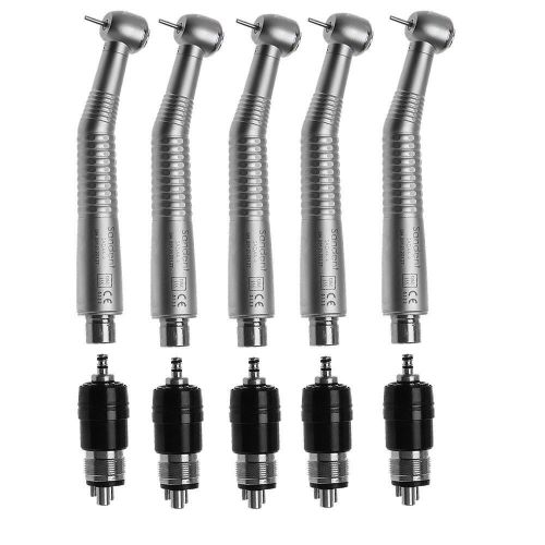 5PCS Dental High Speed Push Button Handpiece Large Torque with Quick Coupler 4H