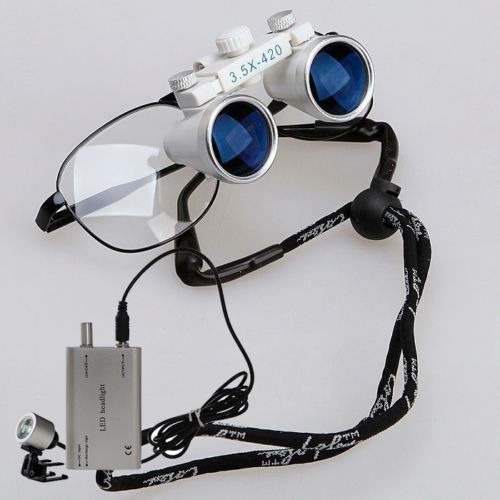 Promotion!! dental binocular loupes 3.5x420mm with dental headlight led lamp us for sale