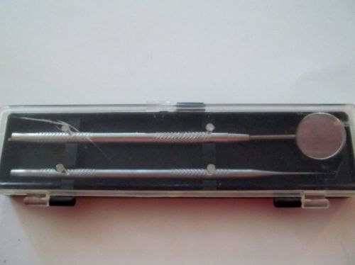 VINTAGE 2-PC. DENTAL TOOL SET IN PLASTIC CASE - INCLUDES A MIRROR AND PICK