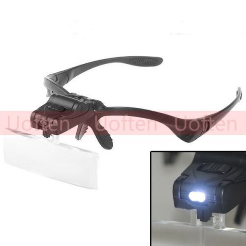 Head visor glass magnify magnifier jeweler eye jewelry loupe loop led light set for sale