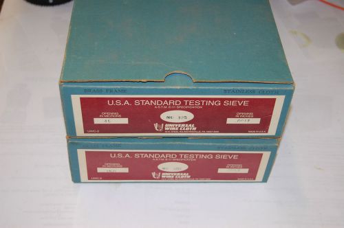 (2) U S A Standard Testing Sieves By Universal Wire Cloth Co. No 100 and 335