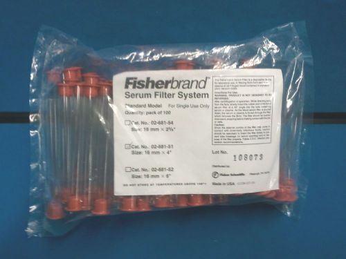Fisherbrand serum filter system 16mm x 4&#034; 02-681-54 new pack of 100 for sale