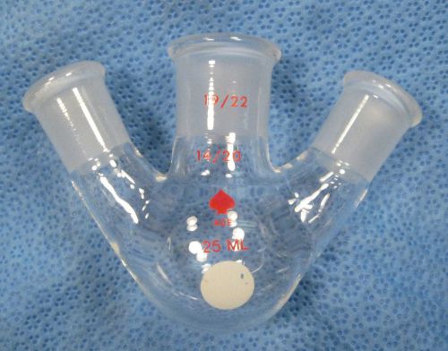 Ace  25 ml  round  bottom  3-neck  flask  19/22  &amp;  two  14/20        p for sale