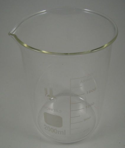 (1) 2000ml Borosilicate Beaker Glass by Karter