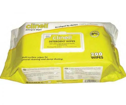 Clinell Detergent Wipes x 200 Multi Surface For General Cleaning