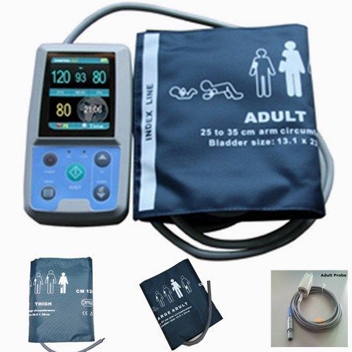 Contec pm50 ambulatory blood pressure,oximeter monitor nibp spo2 pr w/ 3 cuffs for sale
