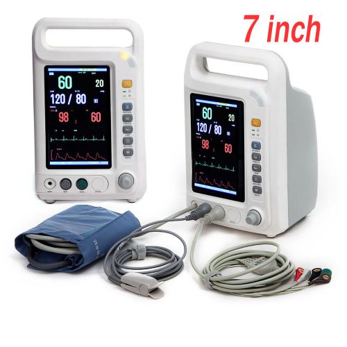 7-inch NEW 5 Parameter Patient Monitor Vital Sign Monitor ECG NIBP SpO2 PR resp